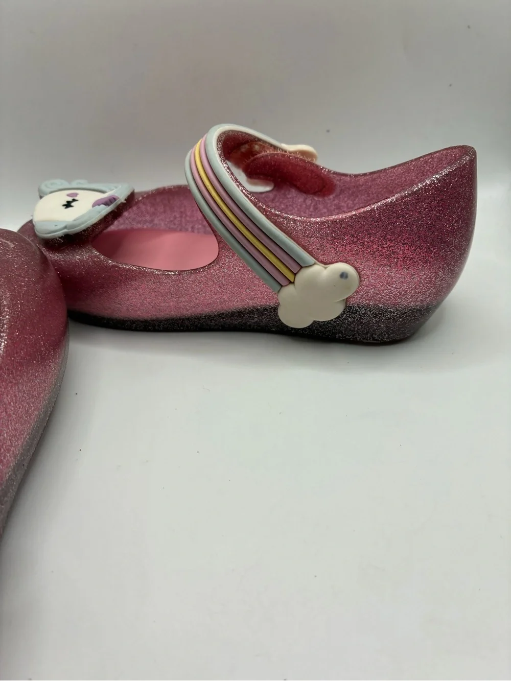 Mini Melissa Ultragirl Unicorn Mary Jane Flats Pink Glitter Toddler Girls Size 8